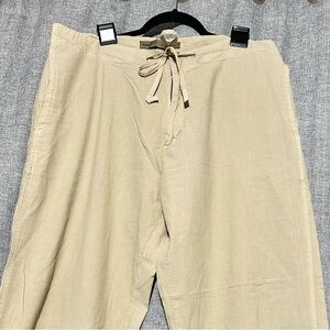 Mistral Women’s Tan Drawstring Straight Leg Pants, Size XL